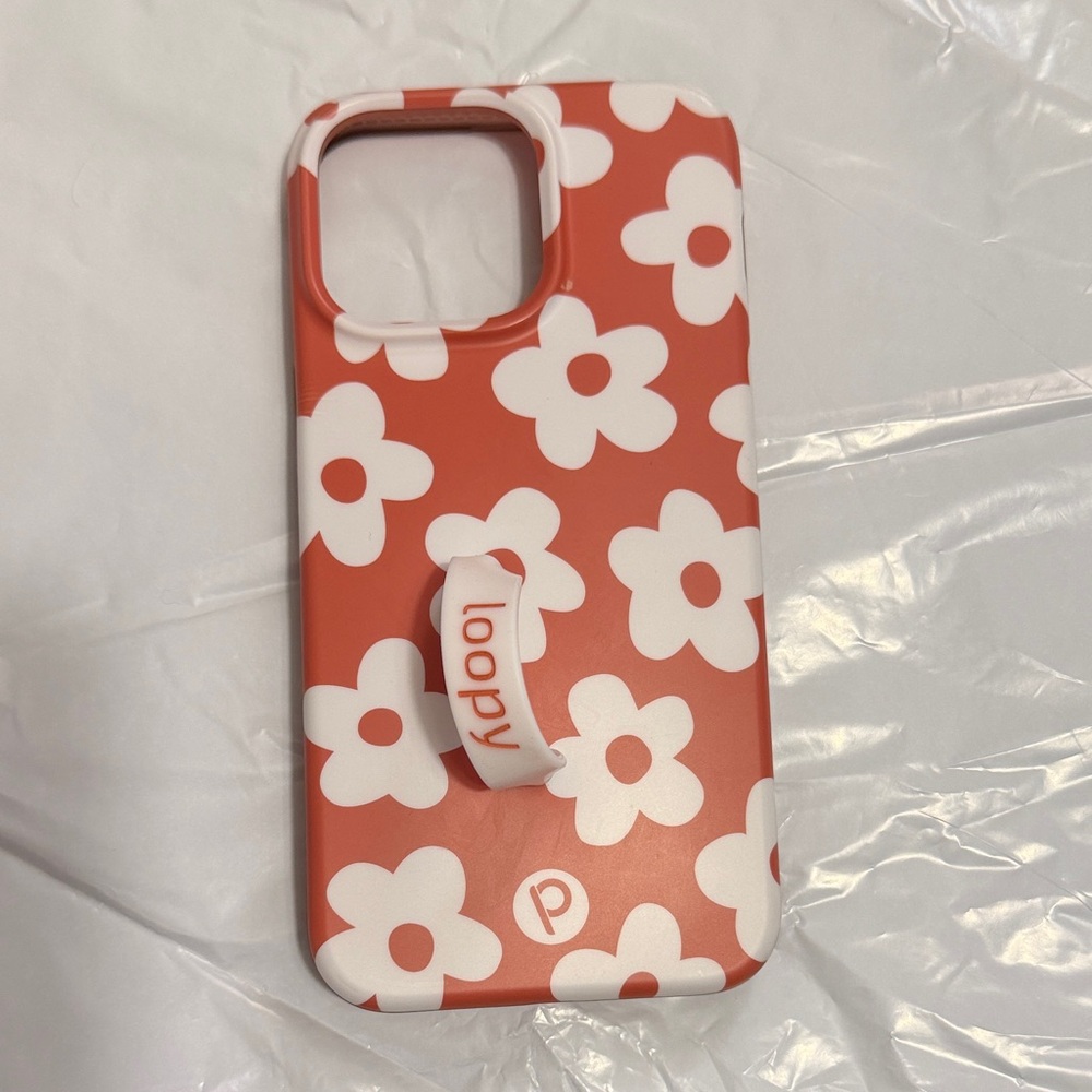 Loopy Case White Floral on Red Phone Case IPhone 15 Pro Max DISCOUNTINUED